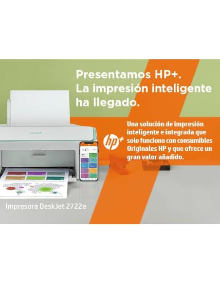 IMPRESORA HP  DESKJET MULTIFUNCION 2722E WIFIFAX MOVIL VERDEBLANCO 26K69B