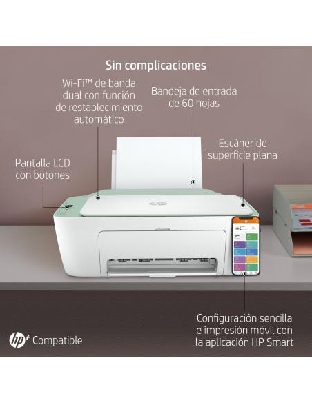 IMPRESORA HP  DESKJET MULTIFUNCION 2722E WIFIFAX MOVIL VERDEBLANCO 26K69B