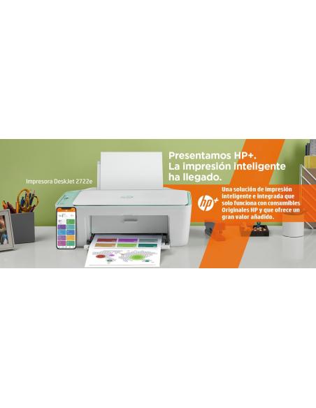 IMPRESORA HP  DESKJET MULTIFUNCION 2722E WIFIFAX MOVIL VERDEBLANCO 26K69B
