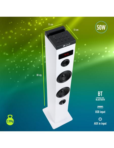 ALTAVOCES NGS BLUETOOTH TOWER SKYCHARM WHITE 50W FM USB AUX 360 GRADOS