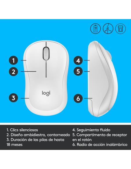 RATON LOGITECH INALAMBRICO M220 SILENT BLANCO 910-006128