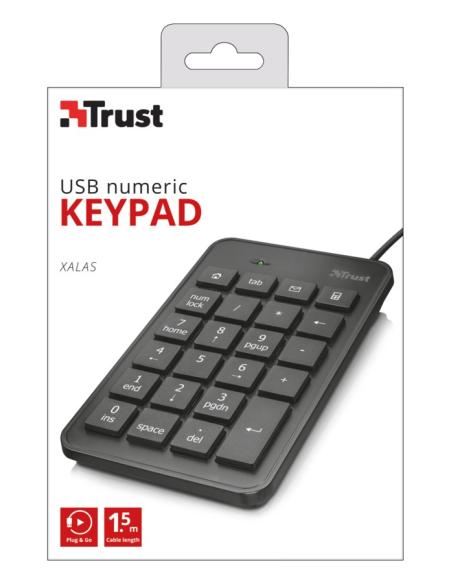 TECLADO TRUST NUMERICO XALAS ULTRADELGADO PARA PORTATILES USB  22221