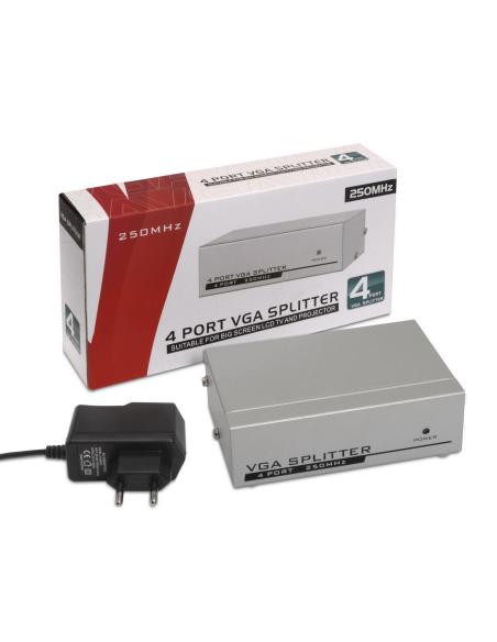 DUPLICADOR PARA 4 MONITORES SVGA CON ALIMENTACION AISENS A116-0085