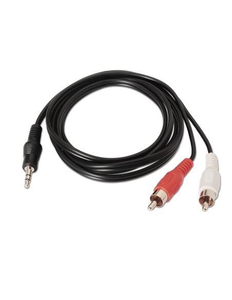 CABLE AUDIO ESTEREO JACK 3.5M-2XRCAM NEGRO 3.0M AISENS A128-0148