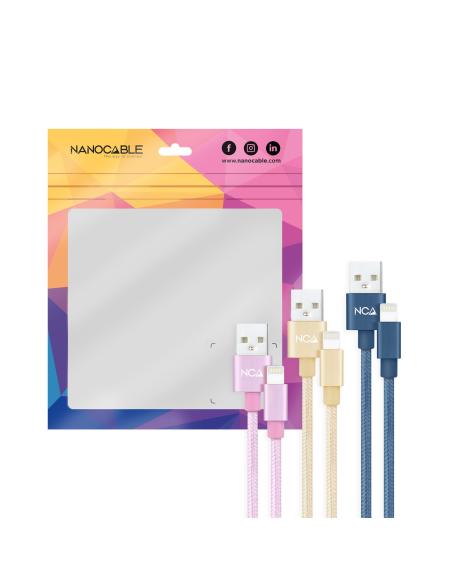 CABLES LIGHTNING A USB AM RO-DO-AZ MALLADO  1M NANOCABLE 10.10.0401-CO2
