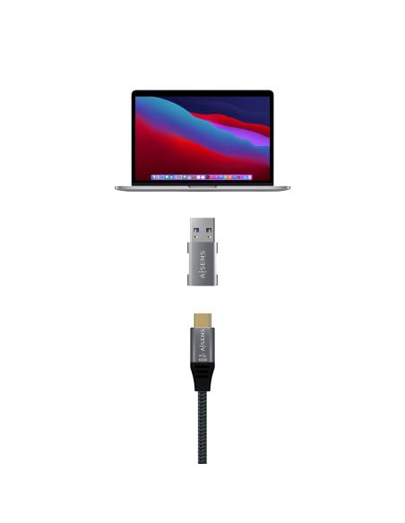 ADAPTADOR MINI USB 3.2 GEN2 10G 3A TIPO USB-CH-AM GRIS AISENS A108-0655