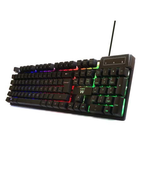 TECLADO PARA JUEGOS EWENT USB, ILUMINADO, DISEÑO PT.