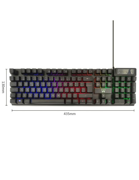 TECLADO PARA JUEGOS EWENT USB, ILUMINADO, DISEÑO PT.