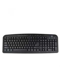 TECLADO MULTIMEDIA EWENT NEGRO CON DISEÑO PT (USB).