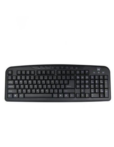 TECLADO MULTIMEDIA EWENT NEGRO CON DISEÑO PT (USB).