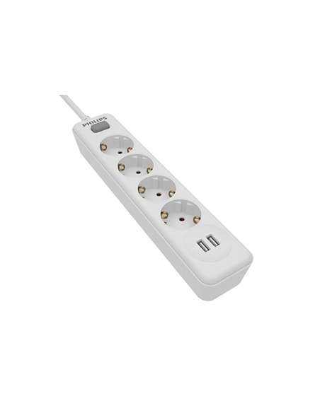 REGLETA CON INTERRUPTOR PHILIPS SPN3042WA 4 TOMAS 2 USB CABLE 2M BLANCO