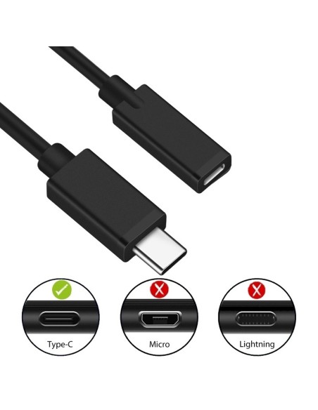 CABLE DE EXTENSION USB 2.0 TIPO-C A TIPO-C DE 1,8 METROS