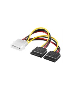 CABLE ADAPTADOR DE ALIMENTACION PC Y MACHO DE 5,25 PULGADAS A 2X SATA 0,13M.