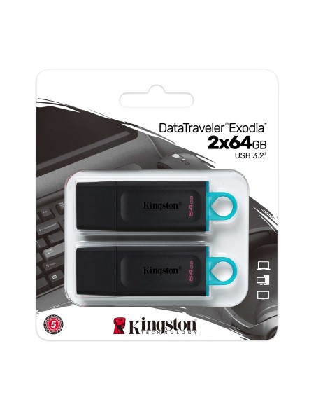 Kingston Technology DataTraveler Exodia unidad flash USB 64 GB USB tipo A 3.2 Gen 1 (3.1 Gen 1) Negro