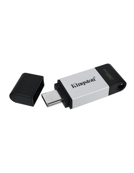 Kingston Technology DataTraveler 80 unidad flash USB 32 GB USB Tipo C 3.2 Gen 1 (3.1 Gen 1) Negro, Plata