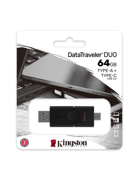 Kingston Technology DataTraveler Duo unidad flash USB 64 GB USB Type-A   USB Type-C 3.2 Gen 1 (3.1 Gen 1) Negro