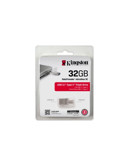 Kingston Technology DataTraveler microDuo 3C 32GB unidad flash USB USB Type-A   USB Type-C 3.2 Gen 1 (3.1 Gen 1) Plata