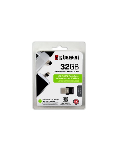 Kingston Technology DataTraveler 32GB microDuo 3.0 unidad flash USB 3.0 (3.1 Gen 1) Conector USB Tipo A Negro