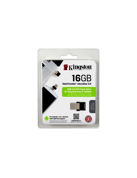 Kingston Technology DataTraveler 16GB microDuo 3.0 unidad flash USB USB Type-A   Micro-USB 3.0 (3.1 Gen 1) Negro
