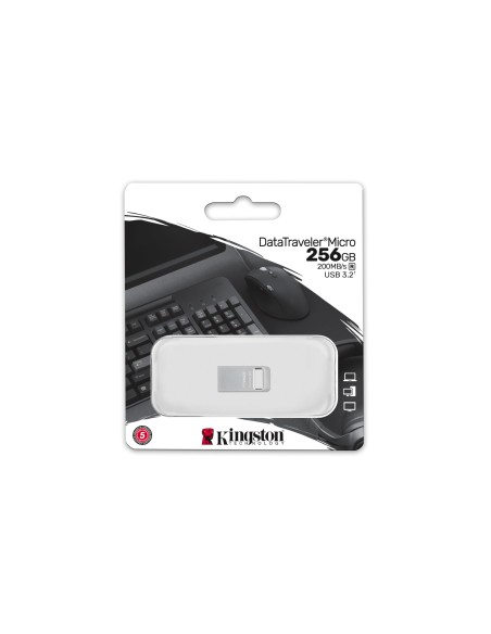 Kingston Technology DataTraveler Micro unidad flash USB 256 GB USB tipo A 3.2 Gen 1 (3.1 Gen 1) Plata