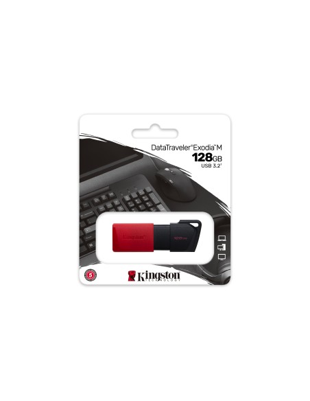 Kingston Technology DataTraveler Exodia M unidad flash USB 128 GB USB tipo A 3.2 Gen 1 (3.1 Gen 1) Negro, Rojo