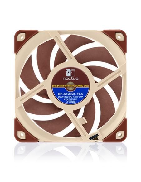 NOCTUA VENTILADOR CAJA NF-A12X25 FLX, 120MM FAN, 120X120X25MM, 12V, 2000RPM/1700RPM/1350RPM, 22,6 DB(A), 102,1 M3/H, 1,65 MM H2O