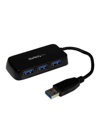 Portable 4 Port Mini USB 3.0 Hub - Black