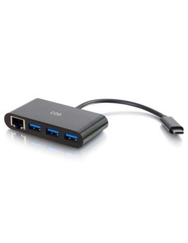 USB-C Ethernet And 3-Port USB Hub Black