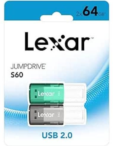 LEXAR 2X64GB PACK JUMPDRIVE S60 USB 2.0 FLASH DRIVE