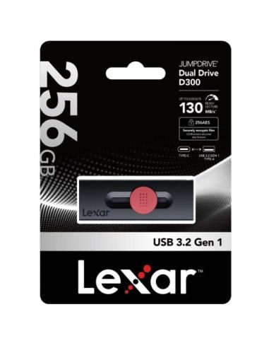 LEXAR 256GB DUAL TYPE-C AND TYPE-A USB 3.2 FLASH DRIVE, UP TO 130MB/S READ