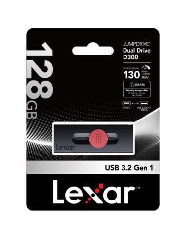 LEXAR 128GB DUAL TYPE-C AND TYPE-A USB 3.2 FLASH DRIVE, UP TO 130MB/S READ
