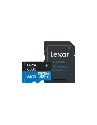 LEXAR 64GB HIGH-PERFORMANCE 633X MICROSDXC UHS-I, UP TO 100MB/S READ 45MB/S WRITE C10 A1 V30 U3