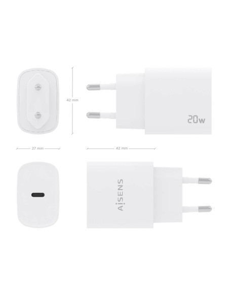 CARGADOR USB-C PD3.0 1 PUERTO 1XUSB-C 20W BLANCO AISENS A110-0752
