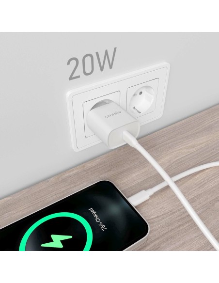 CARGADOR USB-C PD3.0 1 PUERTO 1XUSB-C 20W BLANCO AISENS A110-0752