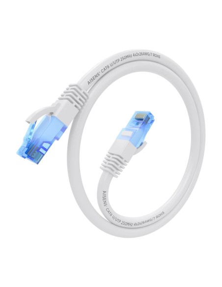CABLE RED LATIGUILLO RJ45 CAT.6 UTP AWG26 CCA BLANCO 25CM AISENS A135-0815