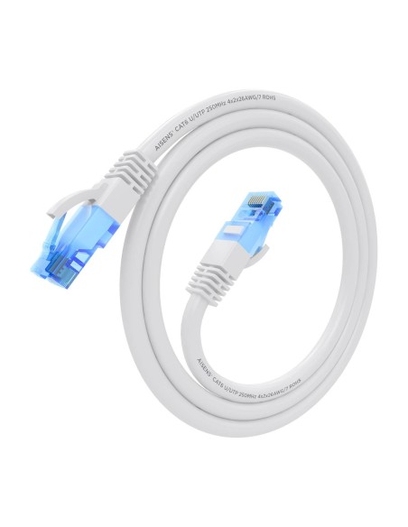 CABLE RED LATIGUILLO RJ45 CAT.6 UTP AWG26 CCA BLANCO 0.75M AISENS A135-0818