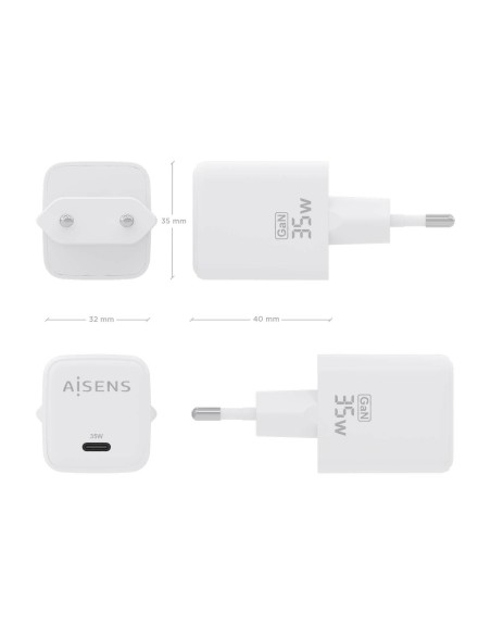 CARGADOR GAN 35W 1XUSB-C PD3.0 QC4.0 BLANCO AISENS ASCH-35W1P016-W