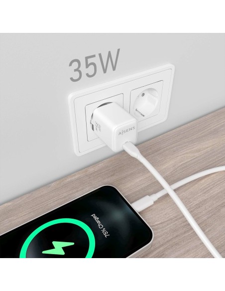 CARGADOR GAN 35W 1XUSB-C PD3.0 QC4.0 BLANCO AISENS ASCH-35W1P016-W
