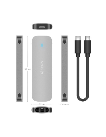 CAJA EXTERNA M.2 NGFF ASM2-025SL NVME A USB3.2 GEN2 PLATA AISENS ASM2-025SL