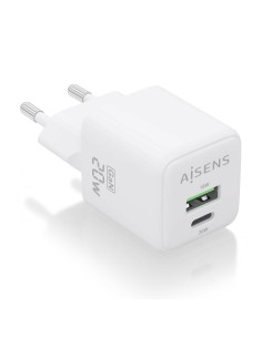 CARGADOR GAN 20W 1XUSB-C PD3.0 QC4.0 1XUSB-A QC3.0 BLANCO AISENS ASCH-20W2P010-W