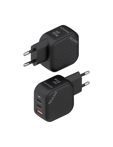 CARGADOR AISENS GAN 65W 2XUSB-C PD3.0 QC4.0 1XUSB-A QC3.0 NEGRO