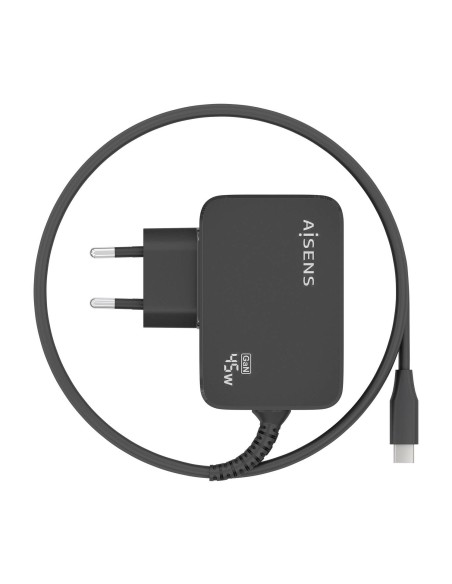 CARGADOR AISENS GAN 45W PD3.0 1XUSB-C 1.8M NEGRO