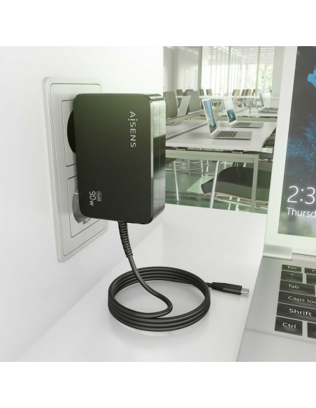 CARGADOR AISENS GAN 90W PD3.0 1XUSB-C 1.8M NEGRO