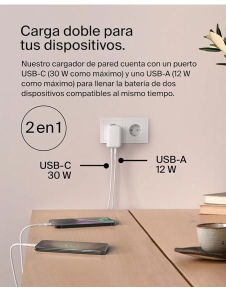 BOOSTCHARGE™ 42W - 30W USB-C PD PPS + 12W USB-A DUAL WALL CHARGE