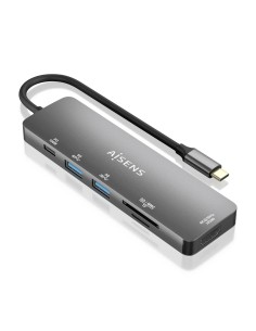 DOCK AISENS USB-C A HDMI- 2USBA-USBC PD-SD-MICROSD GRIS 15CM ASUC-6P016-GR