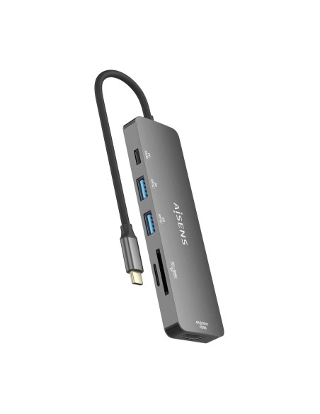 DOCK AISENS USB-C A HDMI- 2USBA-USBC PD-SD-MICROSD GRIS 15CM ASUC-6P016-GR