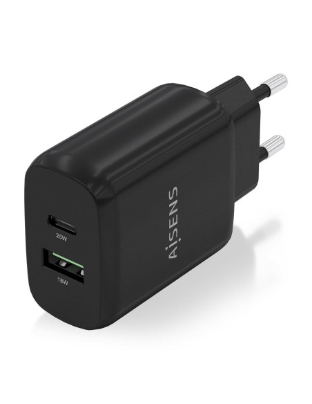 CARGADOR 25W 1XUSB-C PD3.0 1XUSB-A QC3.0 NEGRO AISENS A110-0759