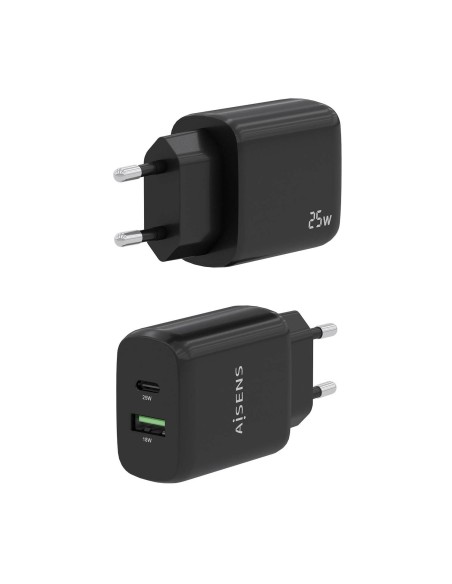 CARGADOR 25W 1XUSB-C PD3.0 1XUSB-A QC3.0 NEGRO AISENS A110-0759