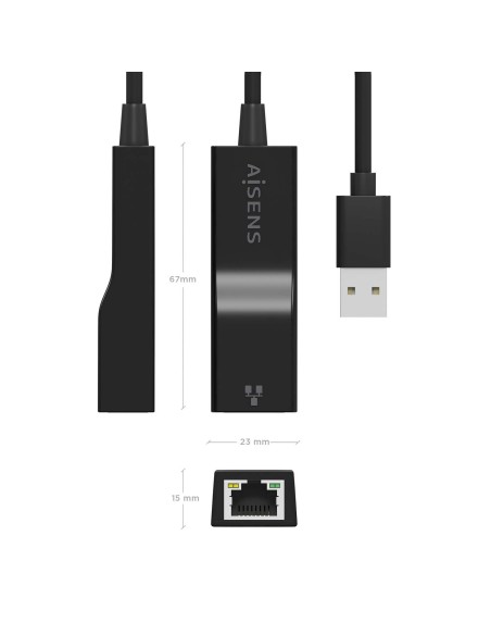 CONVERSOR USB 3.0 A ETHERNET GIGABIT NEGRO 15CM AISENS A106-0766