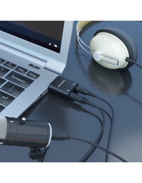 CONVERSOR USB-A A AUDIO 48KHZ USB-A-M-2XJACK 3.5 H NEGRO AISENS A106-0768
